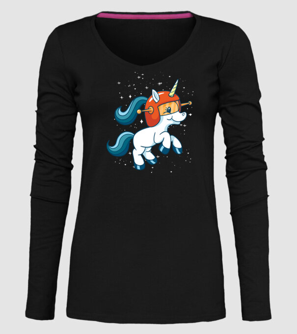 Unicorn Astronaut model negru pe tricou