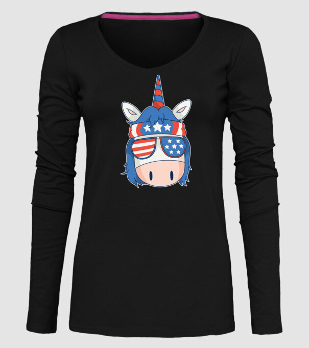 SUA unicorn model negru pe tricou