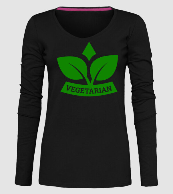 Vegetarian badge 1 model negru pe tricou