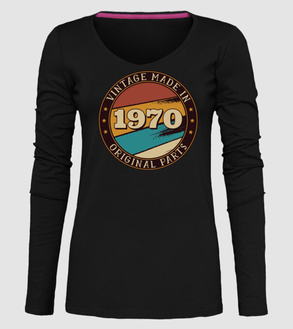 Vintage Made in 1970 Original Parts Retro Birthday model negru pe tricou