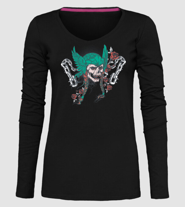 Vintage Craniu Viking model negru pe tricou