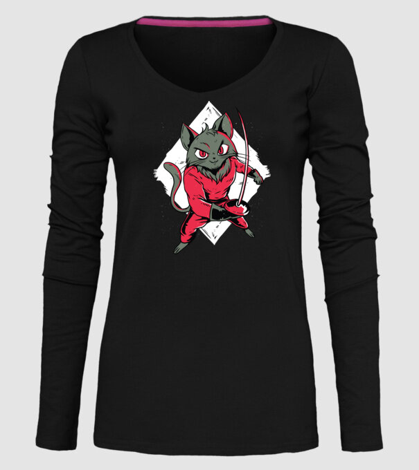 Pisică Scrimă model negru pe tricou