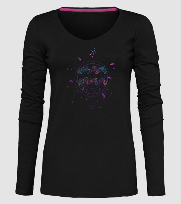 Aquarius Zodiac model negru pe tricou