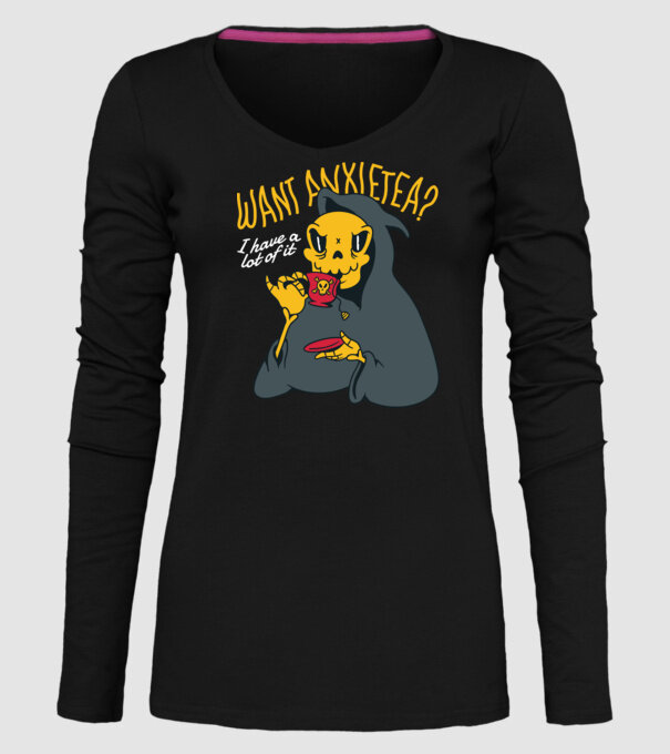 Want Anxietea? model negru pe tricou