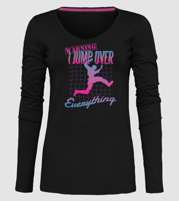 Warning I Jump over everything Parkour model negru pe tricou