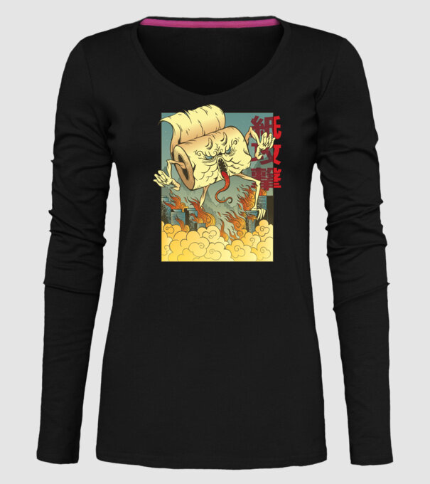 Monstru hârtie igienică model negru pe tricou
