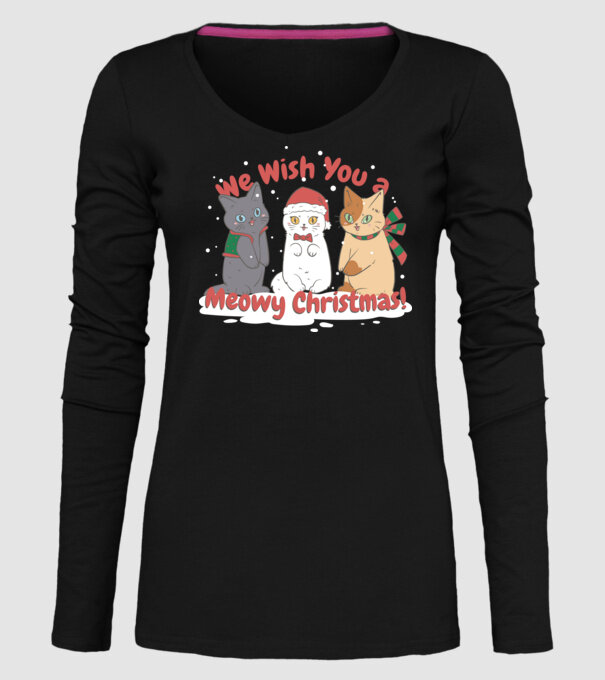 We wish You a Meowy Christmas model negru pe tricou