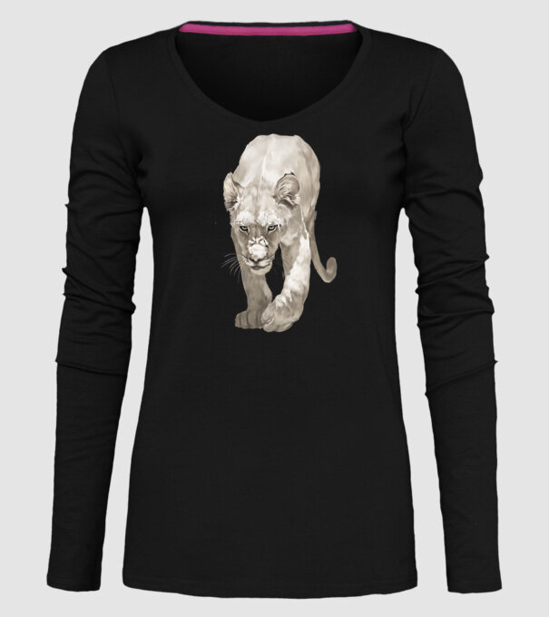 white lion model negru pe tricou