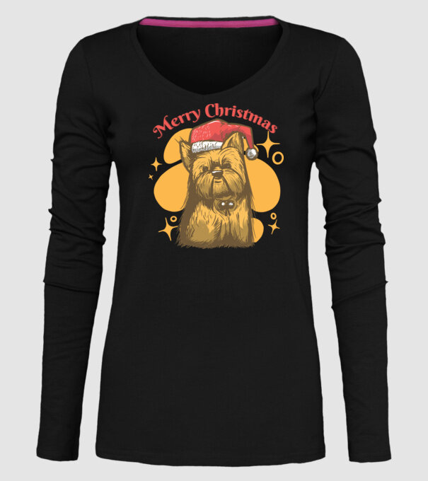 Crăciun Yorkie model negru pe tricou