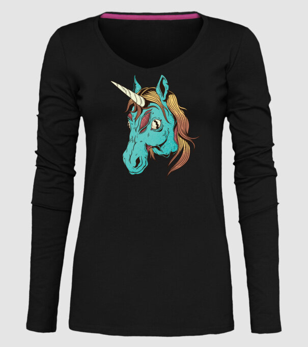 Unicorn Zombie model negru pe tricou