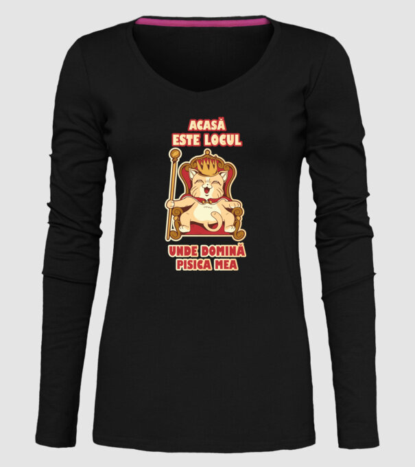 acasă este locul unde domină pisica mea model negru pe tricou