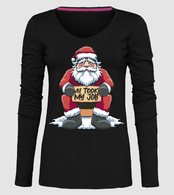 AI took my job Santa model negru pe tricou