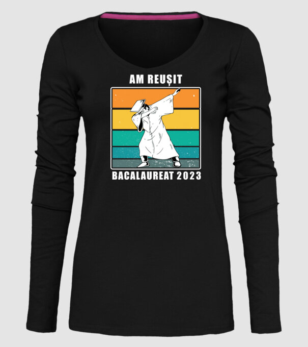 Am reușit 2023 model negru pe tricou