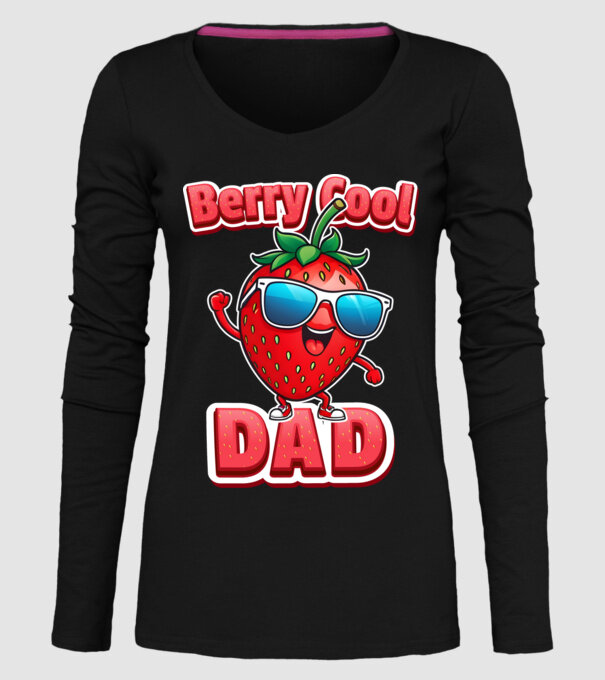 Berry Cool Dad Strawberry model negru pe tricou