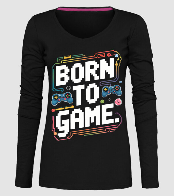Born to Game Pixel Negru model negru pe tricou