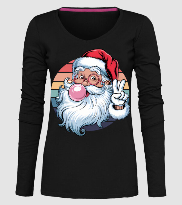 Bubble gum santa model negru pe tricou