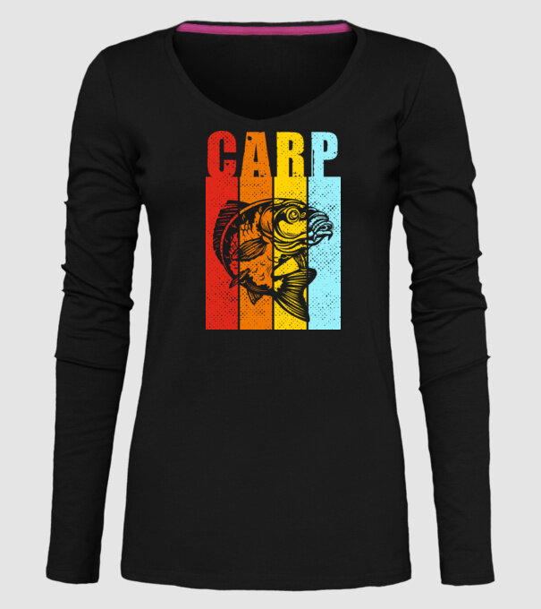 Carp Pescuit model negru pe tricou