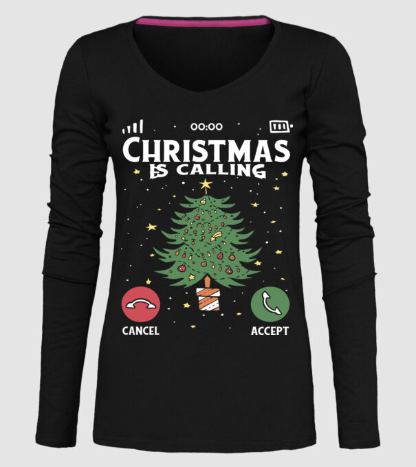 Christmas is calling model negru pe tricou