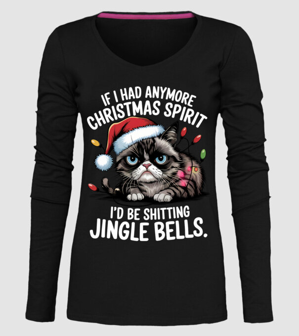 Christmas Spirit Grumpy Cat Negru model negru pe tricou