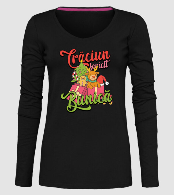 CRĂCIUN FERICIT BUNICĂ model negru pe tricou