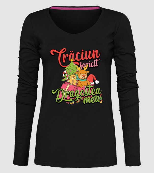 CRĂCIUN FERICIT DRAGOSTEA MEA model negru pe tricou
