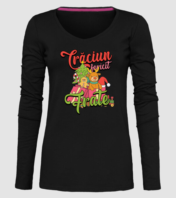 CRĂCIUN FERICIT FRATE / SORĂ model negru pe tricou