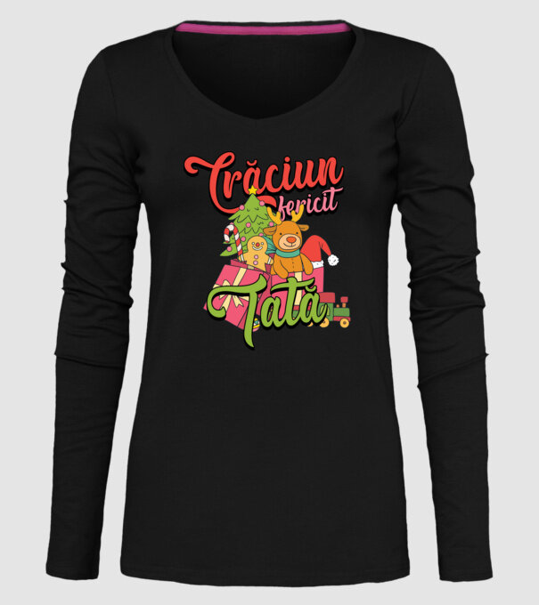 CRĂCIUN FERICIT TATĂ model negru pe tricou