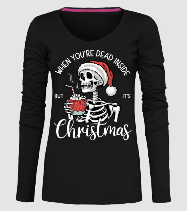 Dead inside, but it's christmas Negru model negru pe tricou