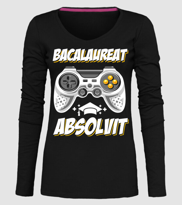 Gameri şcoală Bacalaureat model negru pe tricou