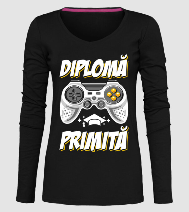 Gameri şcoală Diplomă model negru pe tricou