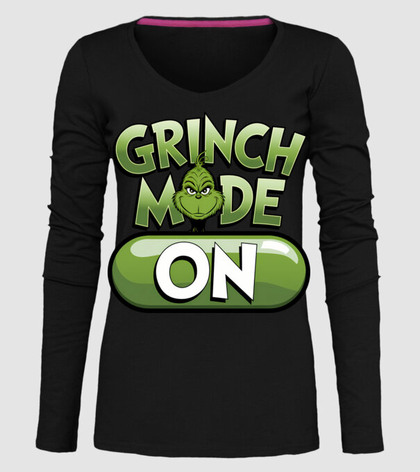 Grinch mode ON model negru pe tricou