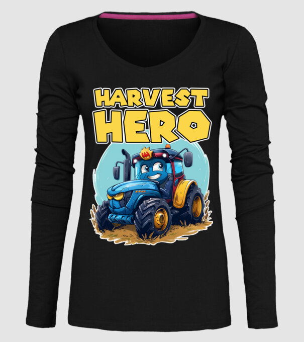 Harvest Hero Tractor model negru pe tricou