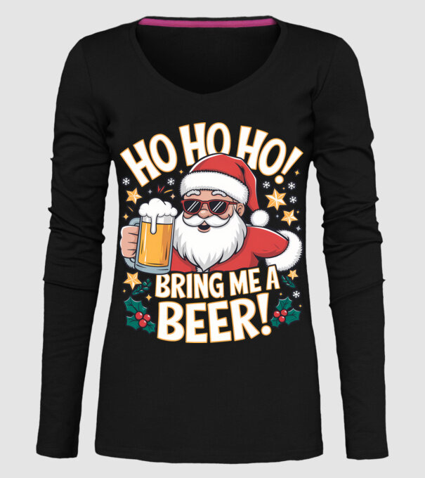 HO HO HO bring me a BEER santa Negru model negru pe tricou