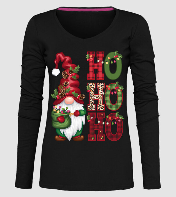 HOHOHO Gnome model negru pe tricou