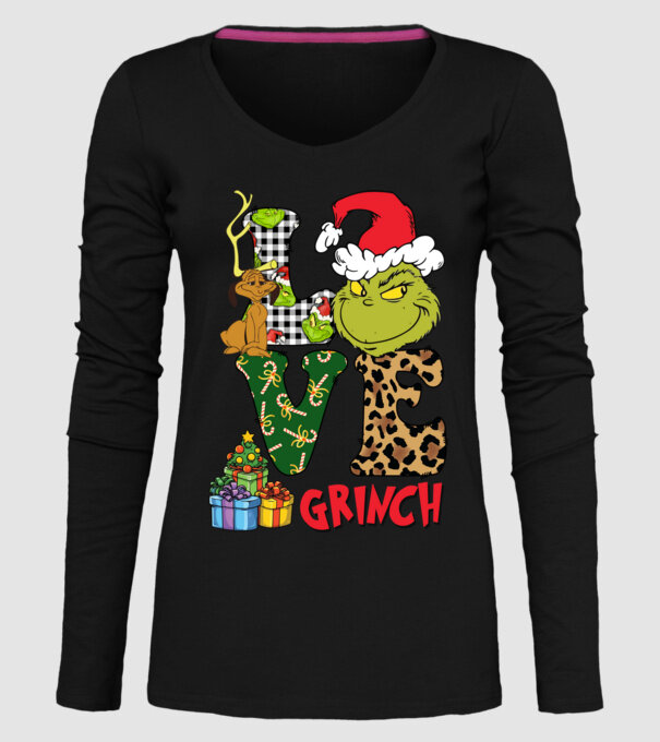 Love Grinch model negru pe tricou