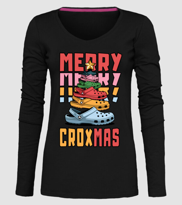 Merry Croxmas model negru pe tricou