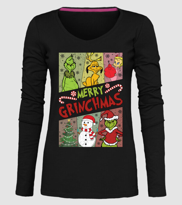 Merry Grinchmas - Grinch model negru pe tricou