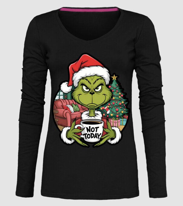 Not Today Grinch model negru pe tricou