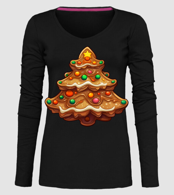 pom de Crăciun din turtă dulce model negru pe tricou