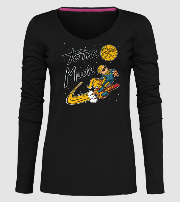 To the Moon Bitcoin model negru pe tricou