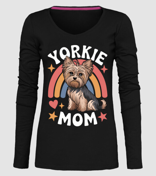 Yorkie Mom Negru model negru pe tricou