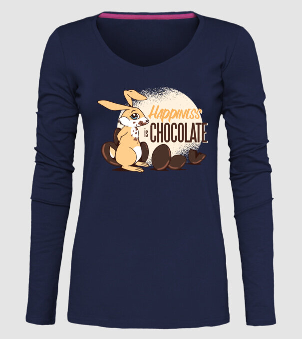 Fericirea este ciocolata model albastru închis pe tricou