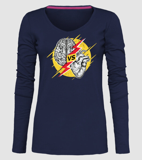 Creier vs. Inimă - Rațiune contra inimă model albastru închis pe tricou
