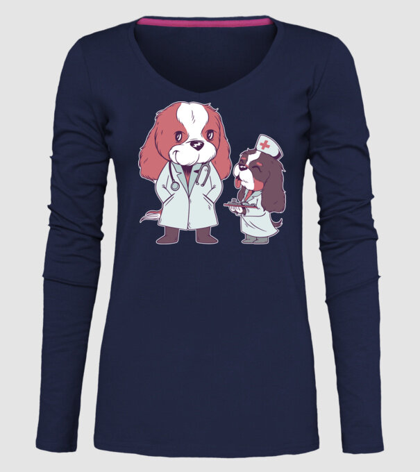 Veterinar câini model albastru închis pe tricou