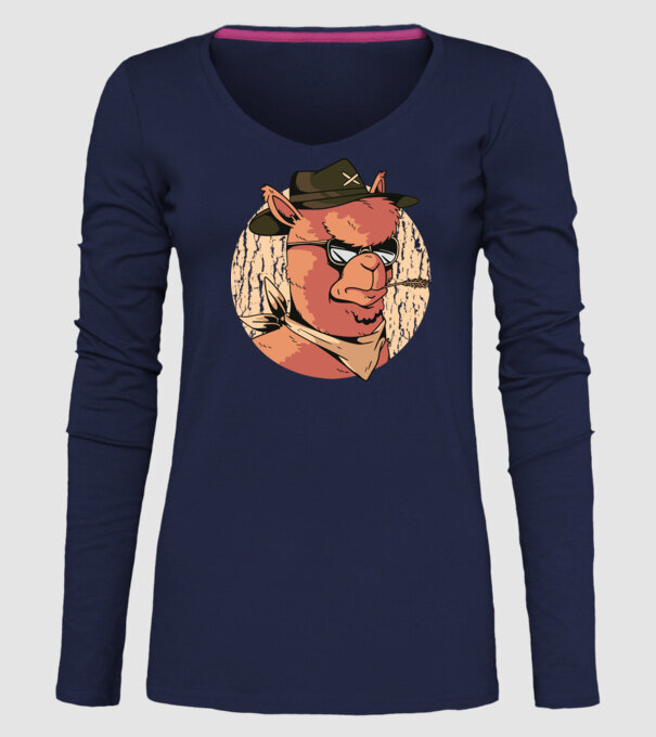 Alpaka model albastru închis pe tricou