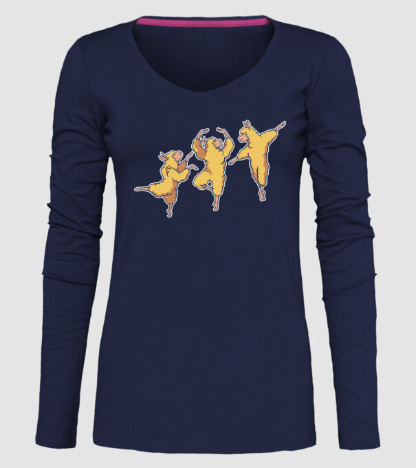Alpaca Dansatoare model albastru închis pe tricou