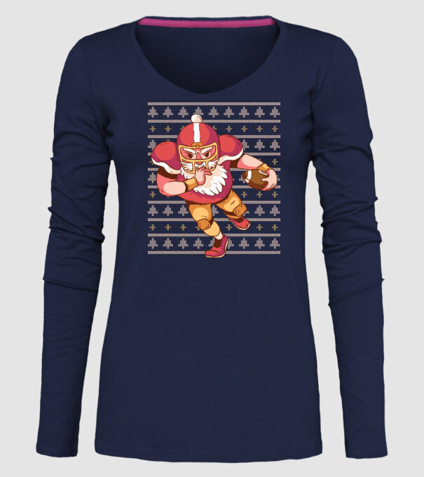 Fotbal american Moș Crăciun Touchdown Touchdown tricou Pulover urât cu model model albastru închis pe tricou