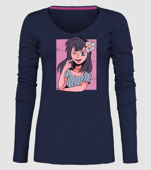 Fată Anime model albastru închis pe tricou