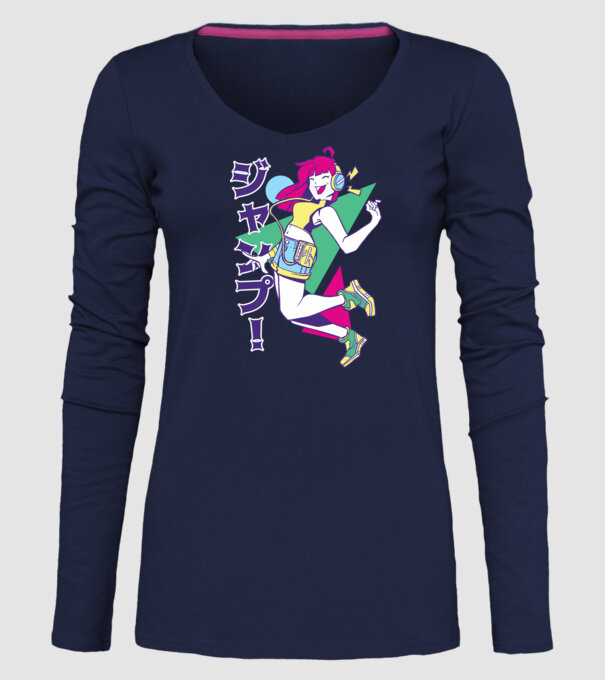 Anime fată retro model albastru închis pe tricou