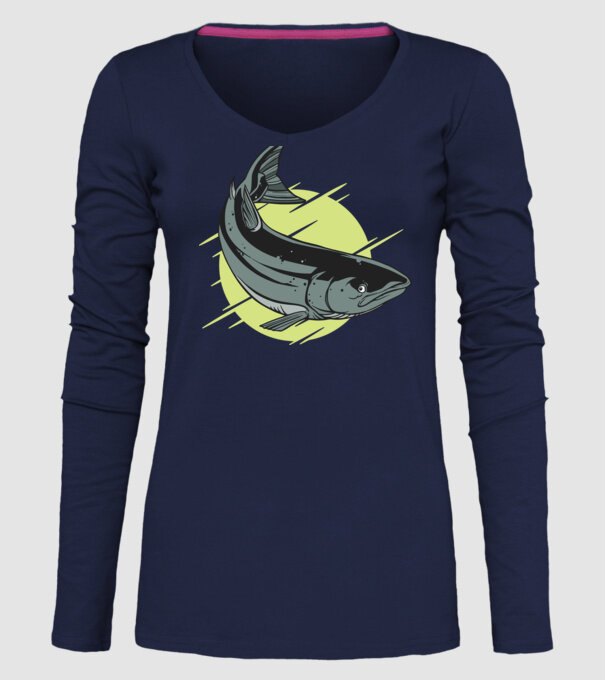 Atlantic Salmon - Somon de Marea Baltică model albastru închis pe tricou
